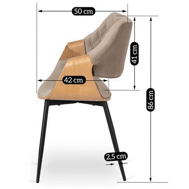 Стілець оксамитовий MEBEL ELITE DAKOTA Velvet, Дуб золотий / Беж фотографія