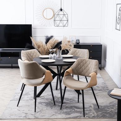 Стілець оксамитовий MEBEL ELITE DAKOTA Velvet, Дуб золотий / Беж фотографія