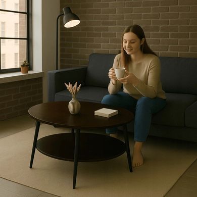 Журнальний столик MEBEL ELITE PAULO MAX 80x80 Горіх/чорний фотографія