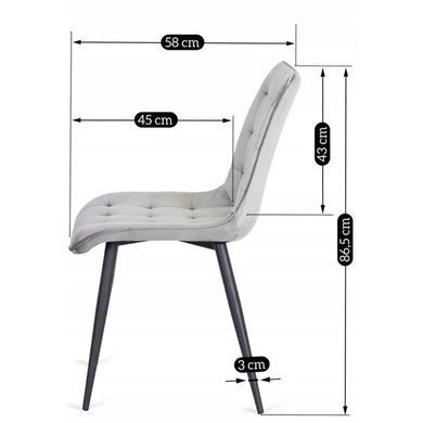 Стул бархатный MEBEL ELITE GOMEZ Velvet, Серый фотография