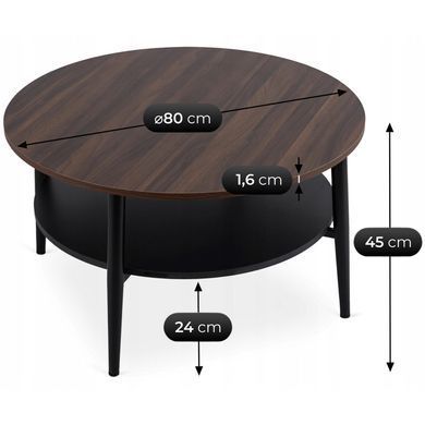 Журнальний столик MEBEL ELITE PAULO MAX 80x80 Горіх/чорний фотографія