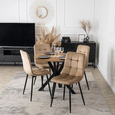 Стіл MEBEL ELITE LAUREN 90X90 дуб золотий / чорний фотографія