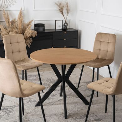 Стіл MEBEL ELITE LAUREN 90X90 дуб золотий / чорний фотографія