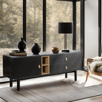 ТВ Тумба MEBEL ELITE ARTI 140 Чорний фотографія