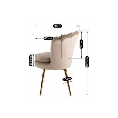 Стілець оксамитовий MEBEL ELITE VIOLA Velvet Беж/золото фотографія