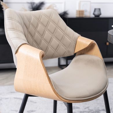 Стілець оксамитовий MEBEL ELITE DAKOTA Velvet, Дуб золотий / Беж фотографія