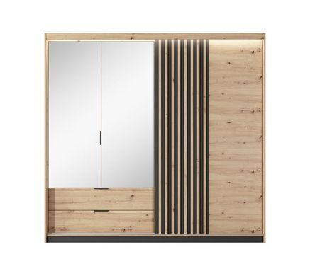 Шафа напівкупе для одягу Perfect Home Таллі / Tally 4-дверна з дзеркалом 4D2S/220 Дуб артизан/антрацит фотографія