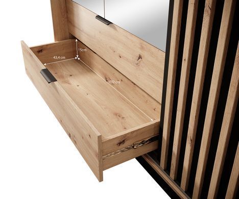 Шафа напівкупе для одягу Perfect Home Таллі / Tally 4-дверна з дзеркалом 4D2S/220 Дуб артизан/антрацит фотографія