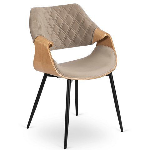 Стул бархатный MEBEL ELITE DAKOTA Velvet, Дуб золотой / Беж фотография