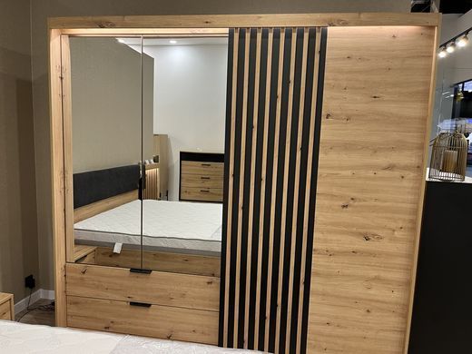 Шафа напівкупе для одягу Perfect Home Таллі / Tally 4-дверна з дзеркалом 4D2S/220 Дуб артизан/антрацит фотографія