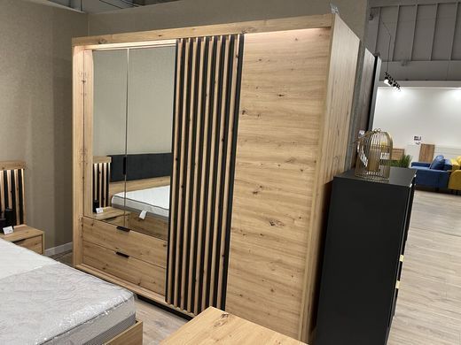 Шафа напівкупе для одягу Perfect Home Таллі / Tally 4-дверна з дзеркалом 4D2S/220 Дуб артизан/антрацит фотографія