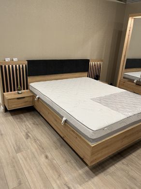 Ліжко (каркас) Perfect Home Таллі / Tally 160 з м'яким узголів'ям двоспальне Дуб артизан/антрацит фотографія