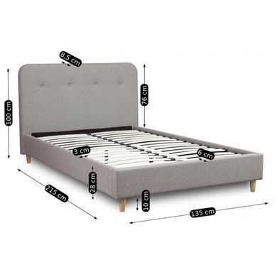 Ліжко оксамитове MEBEL ELITE DENNIS 120x200см Сірий фотографія