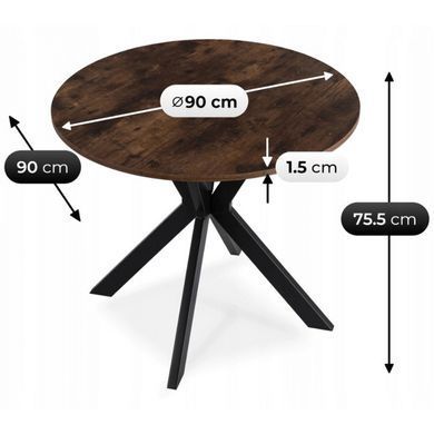 Стіл MEBEL ELITE LAUREN 90X90 дуб рустик / чорний фотографія