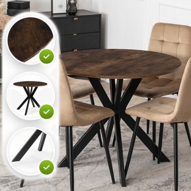 Стіл MEBEL ELITE LAUREN 90X90 дуб рустик / чорний фотографія