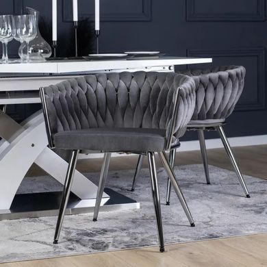 Стілець оксамитовий MEBEL ELITE SIENA Velvet Сірий / хром фотографія