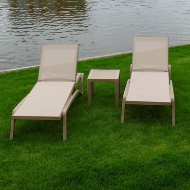 Комплект із 2 шезлонгів Onto Siesta Pacific + Стіл Siesta Ocean Side Table - Taupe