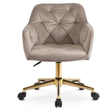 Стілець офісний поворотний оксамитовий MEBEL ELITE KONOR Velvet Беж/золото фотографія