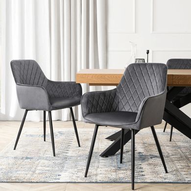 Стул бархатный MEBEL ELITE BRESSO Velvet Серый фотография