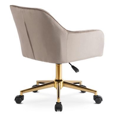 Стілець офісний поворотний оксамитовий MEBEL ELITE KONOR Velvet Беж/золото фотографія