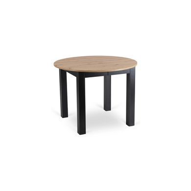 Комплект стіл розкладний MEBEL ELITE HARRY 102(142)х102 см Дуб Артизан/ Чорний +4 стільці PERU Беж фотографія