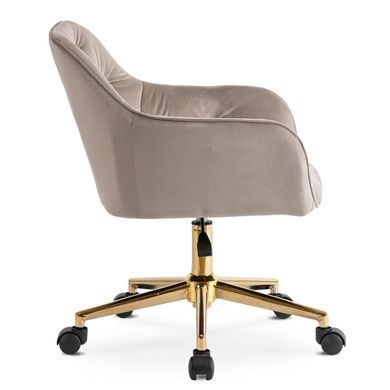 Стілець офісний поворотний оксамитовий MEBEL ELITE KONOR Velvet Беж/золото фотографія