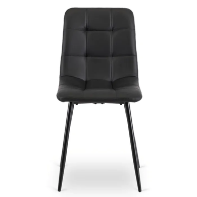 Комплект стіл розкладний MEBEL ELITE HARRY 102(142)х102 см Дуб Артизан/ Чорний +6 стільці DALVIN чорна екошкіра фотографія
