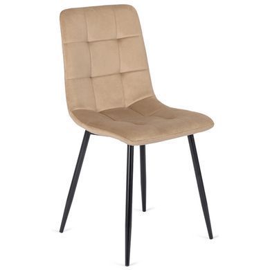Комплект стіл розкладний MEBEL ELITE HARRY 102(142)х102 см Дуб Артизан/ Чорний +4 стільці PERU Беж фотографія