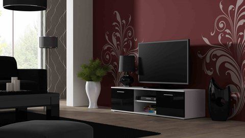 ТВ Тумба SOHO RTV Cama 140 Белый Мат / Черный Глянец фотография