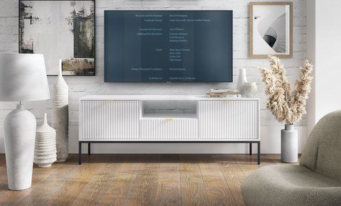 Тумба під телевізор Perfect Home Нова / Nova 1-дверна з 2 ящиками і чорними ніжками RTV154 Білий фотографія