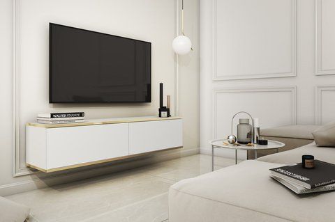 Тумба під телевізор навісна Perfect Home Оро / Oro 2-дверна RTV135 Білий фотографія