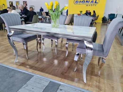 Cтол обеденный PRINCE CERAMIC Signal 180x90 Белый Мрамор / Хром фотография
