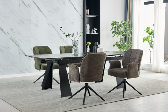 Стіл розкладний ARNOLD CERAMIC Intarsio 160(220)*90 Wic dark grey Мат Чорний фотографія