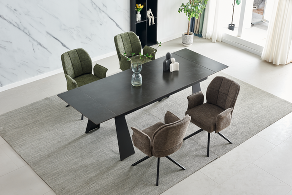 Стіл розкладний ARNOLD CERAMIC Intarsio 160(220)*90 Wic dark grey Мат Чорний фотографія