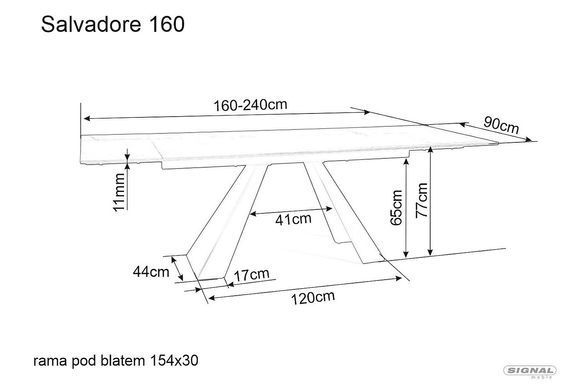Стіл Розкладний SALVADORE 160(240)X90 Signal Ефект Дерева / Чорний Мат фотографія