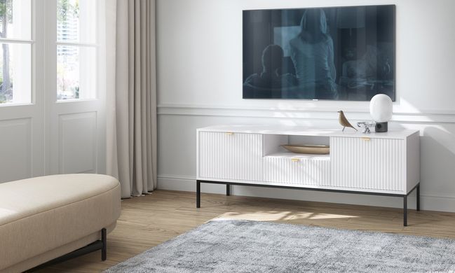 Тумба под телевизор Perfect Home Новая/Nova 1-дверная с 2 ящиками и черными ножками RTV154 Белый фотография