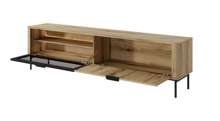 Тумба под телевизор с подсветкой Perfect Home Уилсон / Wilson 2-дверная 2D/200 Дуб эвок фотография