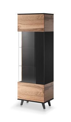 Витрина RANDOM W-1 Halmar Дуб Вотан/Черный фотография
