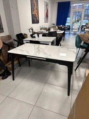 Стіл розкладний BERLIN CERAMIC Intarsio 140(180)x80 Білий Глянець Кераміка Чорний фотографія