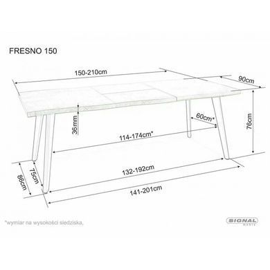 Стол Раскладной FRESNO Signal 150(210)x90 Дуб / Черный фотография