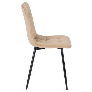 Комплект стіл розкладний MEBEL ELITE HARRY 102(142)х102 см Дуб Артизан/ Чорний +6 стільці PERU Беж фотографія