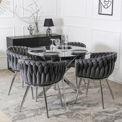 Стілець оксамитовий MEBEL ELITE SORELLA Velvet Сірий / хром фотографія