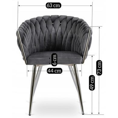 Стілець оксамитовий MEBEL ELITE SORELLA Velvet Сірий / хром фотографія