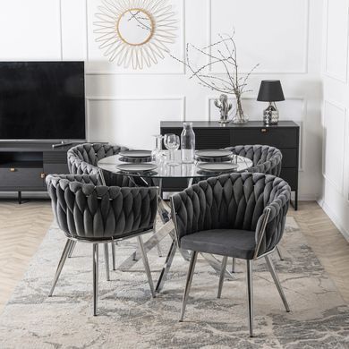 Стілець оксамитовий MEBEL ELITE SORELLA Velvet Сірий / хром фотографія