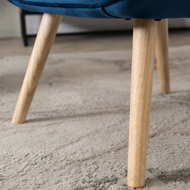 Крісло м'яке оксамитове з підставкою для ніг MEBEL ELITE LOZANO Velvet Синій фотографія