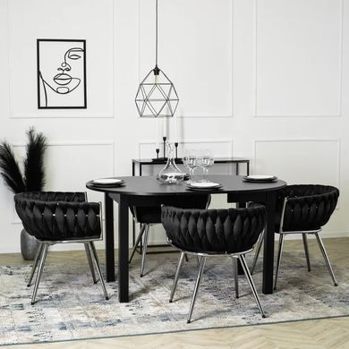 Стілець оксамитовий MEBEL ELITE SIENA Velvet Чорний / хром фотографія