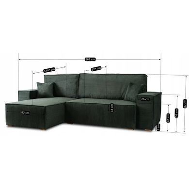 Угловой диван универсальный MEBEL ELITE ALEX 262 см ткань Зеленый фотография