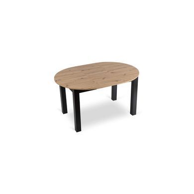 Комплект стіл розкладний MEBEL ELITE HARRY 102(142)х102 см Дуб Артизан/ Чорний +6 стільці PERU Беж фотографія