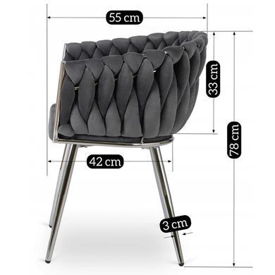 Стілець оксамитовий MEBEL ELITE SORELLA Velvet Сірий / хром фотографія