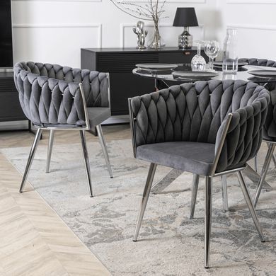 Стілець оксамитовий MEBEL ELITE SORELLA Velvet Сірий / хром фотографія